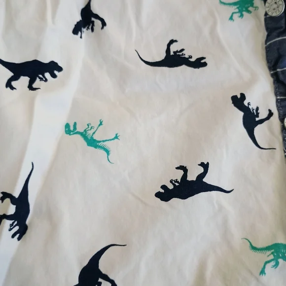 Dinosaur Print Kids Shirt - White and Blue - Picture 3 of 4